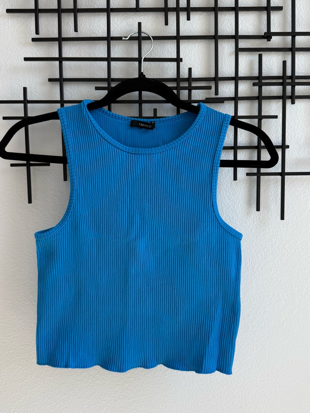 Forever 21 Bright Blue Ribbed Sleeveless Tank Top